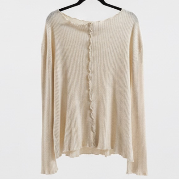 Easel Cream Long Sleeve Women's Tee plus size only NWT - Picture 2 of 2